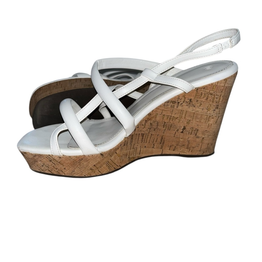 White Strappy Wedge Sandals - Picture 2 of 10